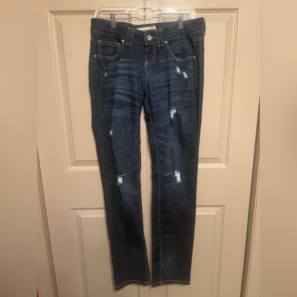 Paris Blues Dark Blue Distressed Skinny Jeans